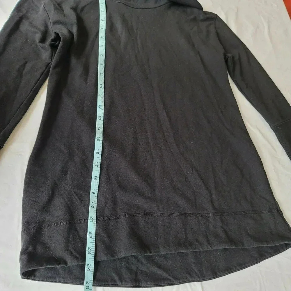 Merona Cowl Neck Size L/G Long Sleeve Tunic LONG Black Sweatshirt front short - Picture 7 of 10